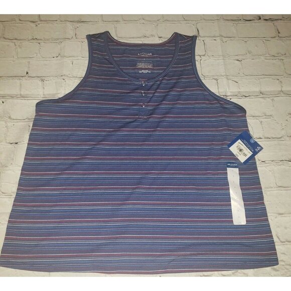 Nwt Arizona Jean Co Jrs Indigo Stripe Tank Top Size Large - Picture 1 of 3